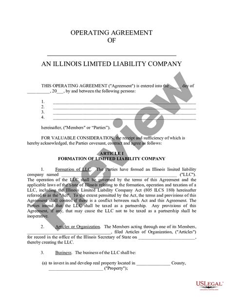 Illinois Limited Liability Company Llc Operating Agreement Illinois Llc Operating Agreement