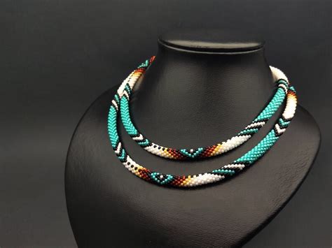 Stylish Turquoise Beaded Lanyard For Badges Handcrafted In Native