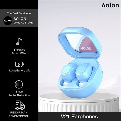 Aolon V21 Tws Bluetooth Earphones Stereo Wireless Noise Reduction Long