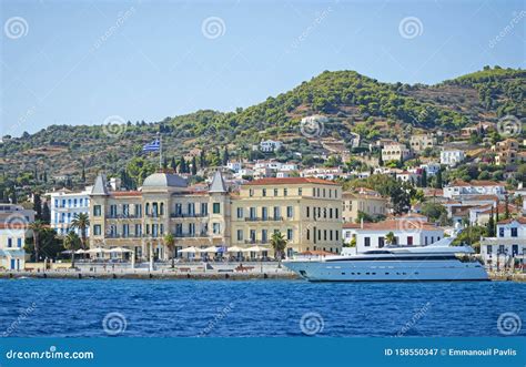 Waterfront at Spetses Island, Greece. Editorial Photography - Image of ...