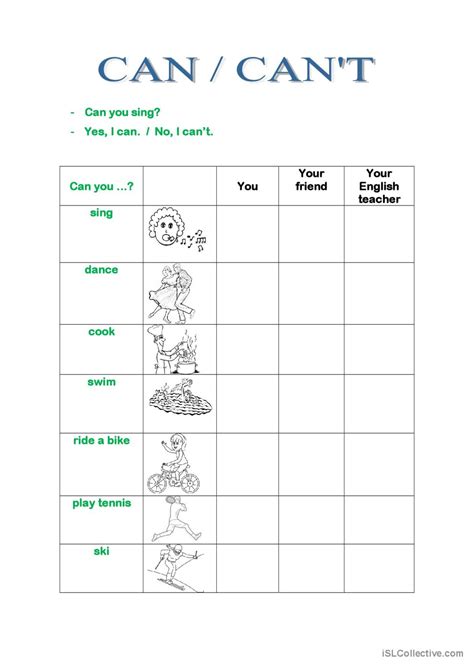 Can Cant English Esl Worksheets Pdf And Doc