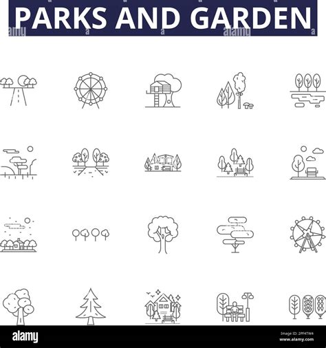 Parks And Garden Line Vector Icons And Signs Gardens Green Botanic