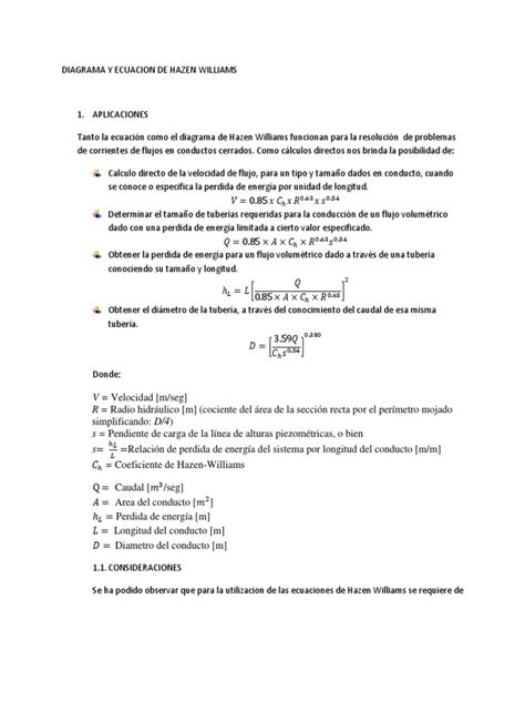 PDF 153331744 Diagrama Y Ecuacion De Hazen Williams DOKUMEN TIPS