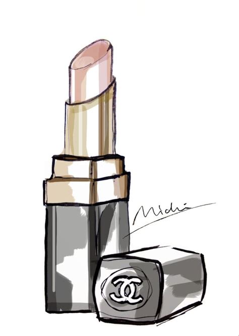 Chanel Lipstick Drawing With The Word Chanel Written In French On It