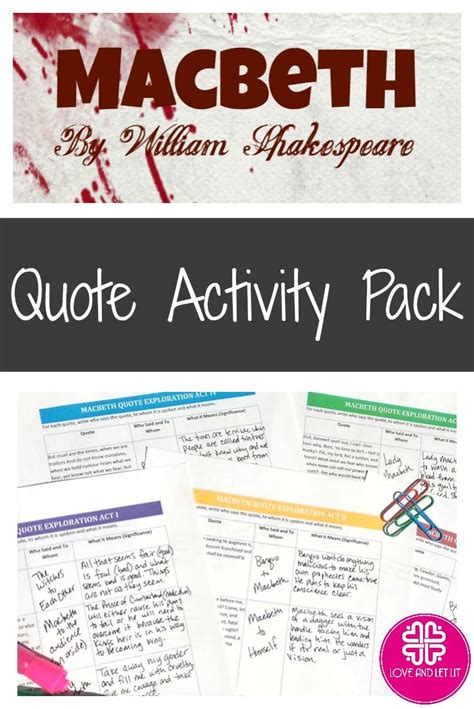 Macbeth Activities With Quotes And A Graffiti Annotation Lesson Plan