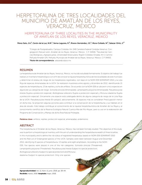 PDF HERPETOFAUNA DE TRES LOCALIDADES DEL MUNICIPIO DE AMATLÁN DE LOS