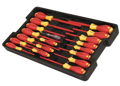 WIHA 19 Pieces Phillips Slotted Square Tip Insulated Screwdriver Set