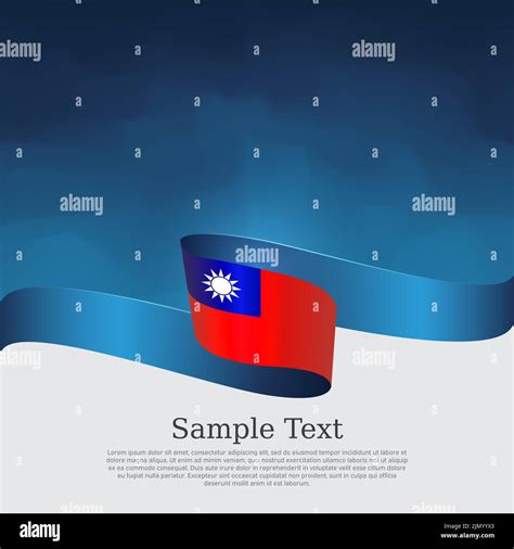 Taiwan Flag On Blue White Background Republic Of China State