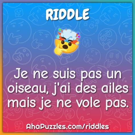 Je Ne Suis Pas Un Oiseau J Ai Des Ailes Mais Je Ne Vole Pas Riddle