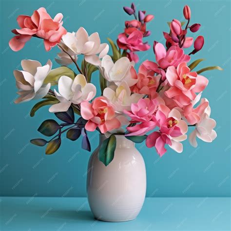 Premium Ai Image 3d Cg Flower Bouquet In Teal And Pink A Stunning Freesia Arrangement