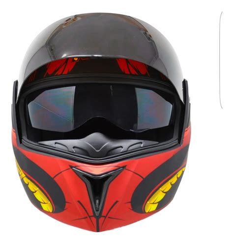 Casco Kov Motociclista Viper Rojo Y Negro Gafas Interna Full Mercado