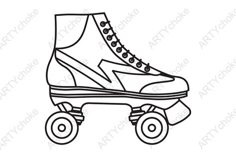 Roller Skates Vintage Svg File Illustration Par Artychokedesign