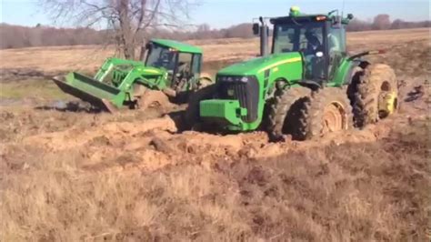 John Deere Tractors Stuck In The Mud Youtube