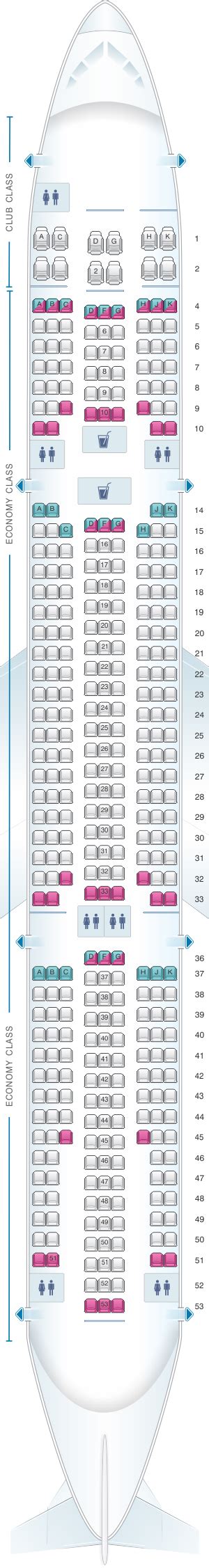 Seat Map Air Transat Airbus A330 300 375pax SeatMaestro