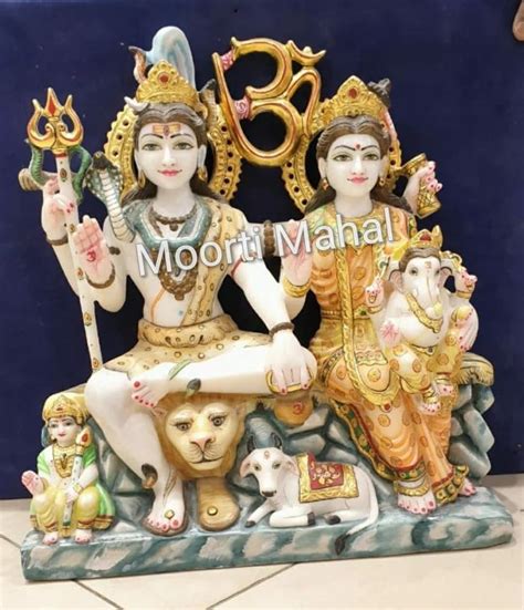 Moorti Mahal Multicolor Marble Gauri Shankar Statue For God Worship At