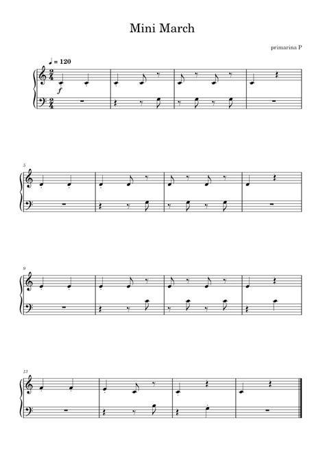 Mini March Sheet Music For Piano Solo Easy