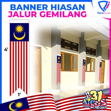 Banner Bendera Malaysia Flag Jalur Gemilang Hiasan Merdeka X Kaki