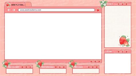 Cute Twitch Aesthetic Pixel Strawberry Fruit Computer Screen Overlay