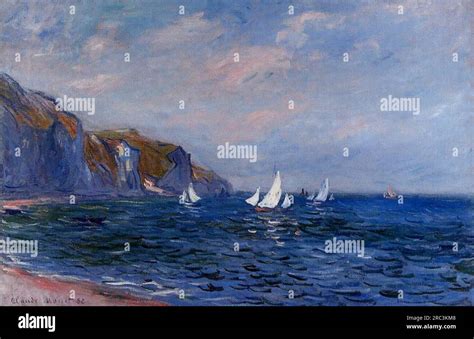 Scogliere E Barche A Vela A Pourville Di Claude Monet Foto Stock