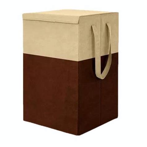 Brown Base Non Woven Laundry Basket For Home Size 56l X 56w X 36h