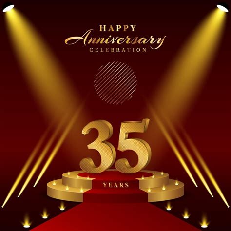 Premium Vector 35th Anniversary Logo With Numbers And Podium In Gold Color For Anniversary