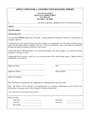 Fillable Online Permits Forms City Of Waverly Fax Email Print