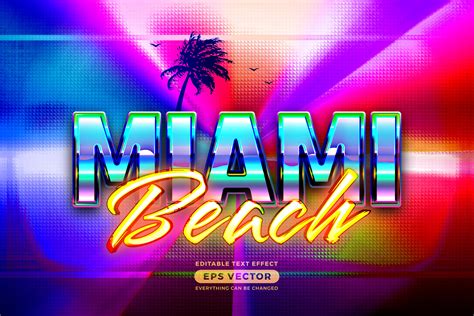 Miami Beach Editable Text Effect Retro Graphic By Diqtam · Creative Fabrica