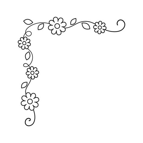 Spring Floral Corner Borders Flower Page Decoration Doodle Vector