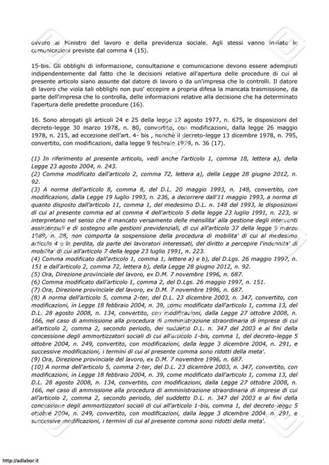 Norme in materia di mobilità Legge 23 luglio 1991 n 223 AdLabor