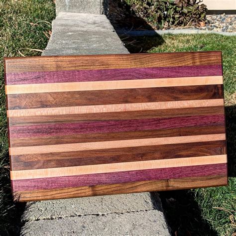 Cutting Board Purple Heart Sycamore Maple And Walnut Etsy