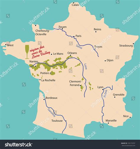Map Wine Region Loire Valley France Stock Vector Royalty Free