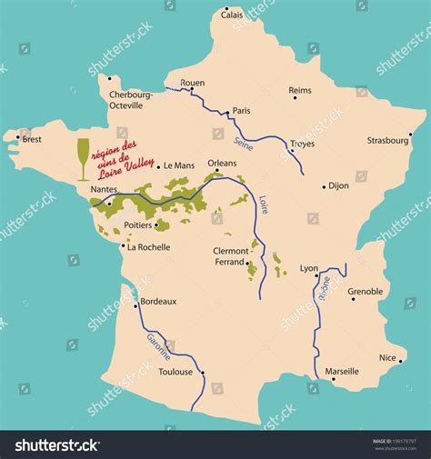 Map Wine Region Loire Valley France Stock Vector (Royalty Free ...