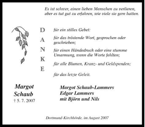 Trauer Und Todesanzeigen Von Margot Schaub Trauer De