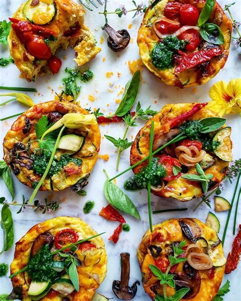 Mini Frittatas With Mushrooms Zucchini Tomatoes Shallots Sharp