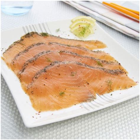 Saumon gravelax mariné à l aneth 200 G Réseau Krill