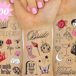 Xo Fetti Realistic Bachelorette Temporary Tattoos 100 Foil Styles Bach