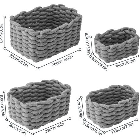 Lot De Panier Rangement Tiss En Corde Coton Panier Rangement B B