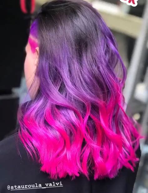 Trendy Purple And Pink Balayage Hair Color