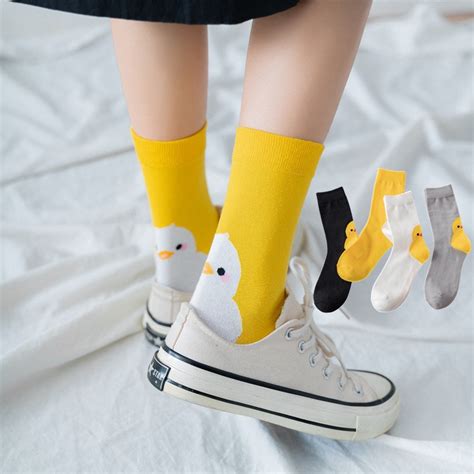 Rubber Yellow Duck Socks Animal Women Crew Socks Target Cartoon Cute