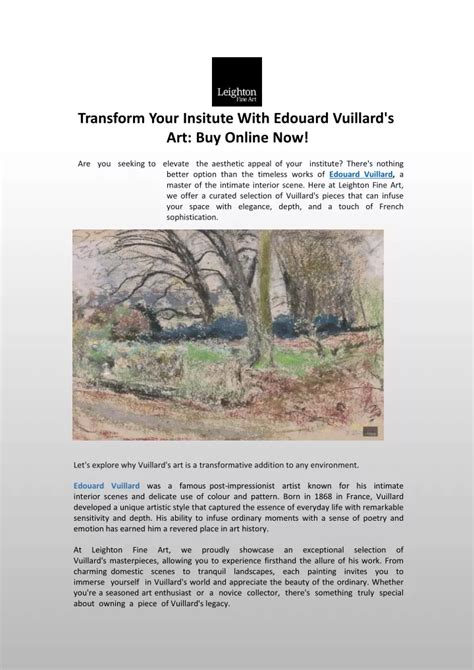 PPT Transform Your Insitute With Edouard Vuillards Art Buy Online