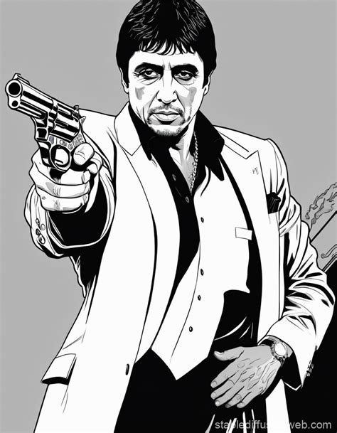 Tony Montana Scarface Illustration Stable Diffusion Online