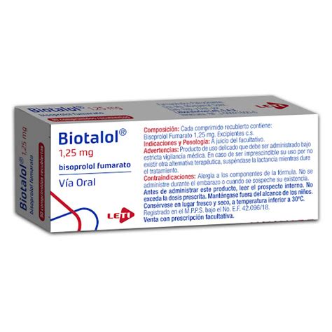 Biotalol Bisoprolol Fumarato Mg Comprimidos Leti