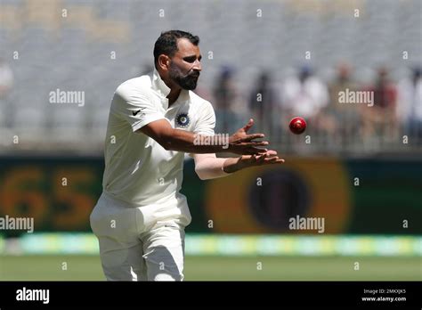 Indias Mohammed Shami Prepares To Bowl During Play In The Second