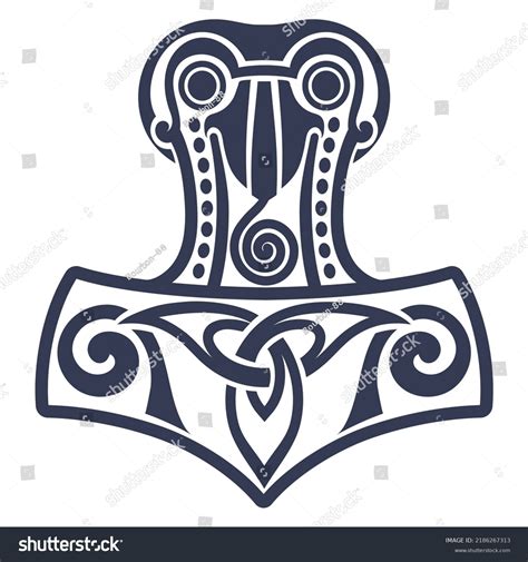 Viking Style Design Thors Hammer Mjolnir Stock Vector Royalty Free