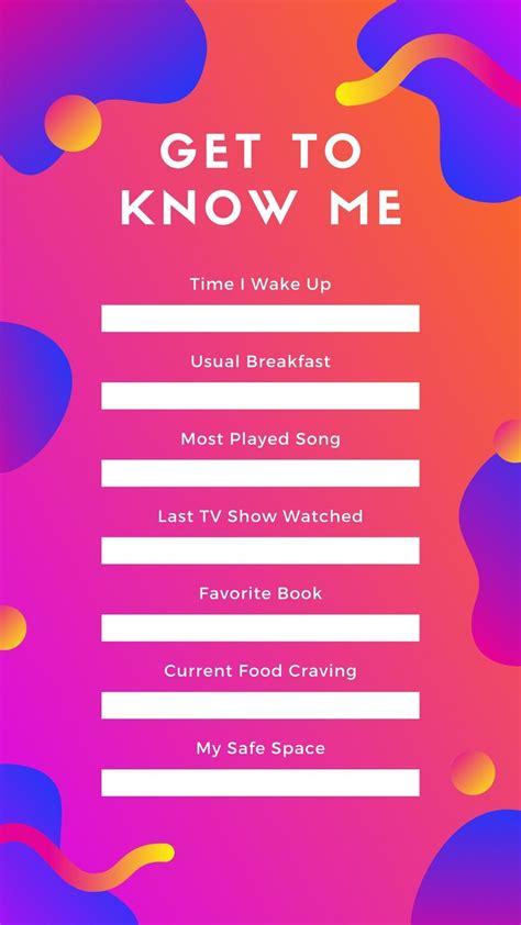 Colourful Get To Know Me Quiz Instagram Story Templates By Canva