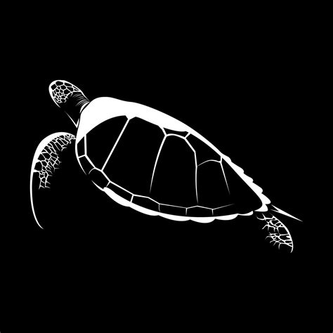 silhouette of turtle isolated on black background vector illustration ...