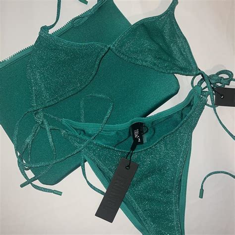 Triangl Bikini Sparkly Green Jaded Sparkle Top Depop