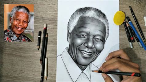 Nelson Mandela Drawing Step By Step With Charcoal Pencil Youtube