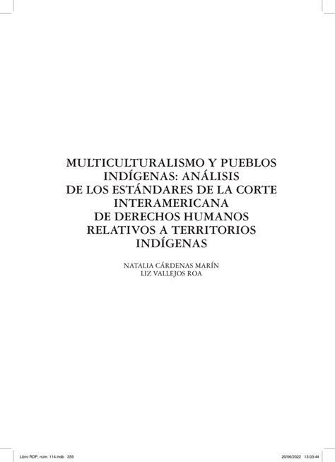 Pdf Multiculturalismo Y Pueblos Ind Genas An Lisis De Los Est Ndares