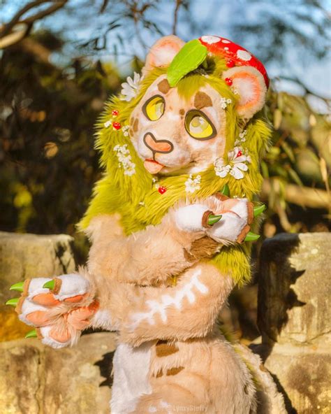 Fursuit Furry Lion With Mushrooms And Plant Details Fursuit Tutorial